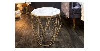 Table basse NEXORA 50cm avec plateau en marbre blanc mise en situation