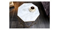 Table basse NEXORA 50cm avec plateau en marbre blanc vue de haut