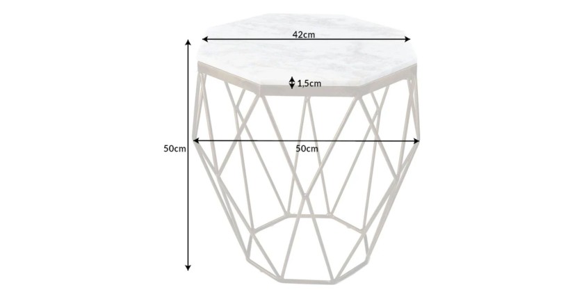 Table basse NEXORA 50cm avec plateau en marbre blanc dimensions