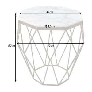Table basse NEXORA 50cm avec plateau en marbre blanc dimensions