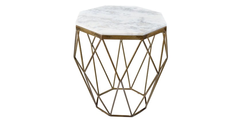 Table basse NEXORA 50cm avec plateau en marbre blanc