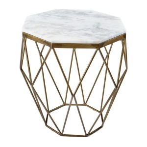 Table basse NEXORA 50cm avec plateau en marbre blanc