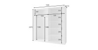 Armoire ARSALA 2 portes coulissantes avec miroir coloris noyer 151 cm