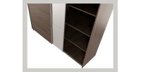 Armoire ARSALA 2 portes coulissantes avec miroir coloris noyer 151 cm