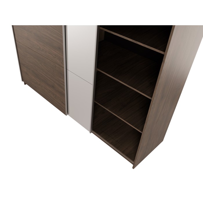 Schwebetürenschrank ARSALA mit Spiegel in Nussbaumfarben 151 cm