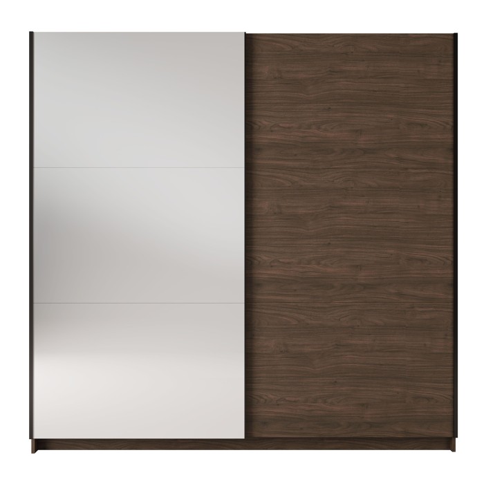Schwebetürenschrank ARSALA mit Spiegel in Nussbaumfarben 151 cm