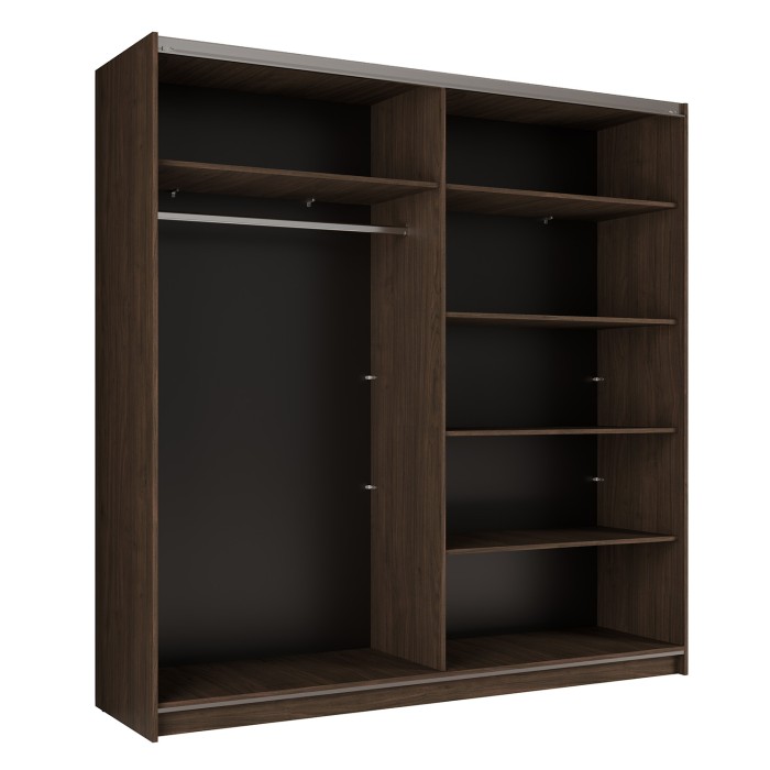 Schwebetürenschrank ARSALA mit Spiegel in Nussbaumfarben 151 cm