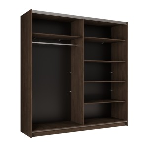 Armoire ARSALA 2 portes coulissantes avec miroir coloris noyer 151 cm