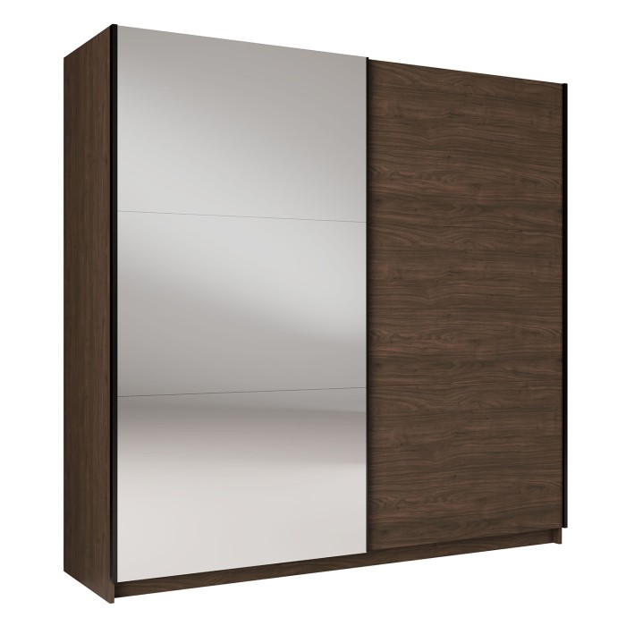 Schwebetürenschrank ARSALA mit Spiegel in Nussbaumfarben 151 cm