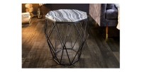 Table basse NEXORA 50cm avec plateau en marbre gris mise en situation