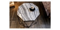 Table basse NEXORA 50cm avec plateau en marbre gris vue de haut