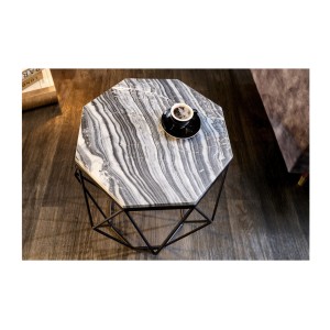 Table basse NEXORA 50cm avec plateau en marbre gris vue de haut