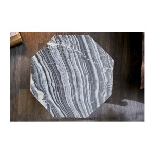 Zoom sur le plateau de la table basse NEXORA 50cm avec plateau en marbre gris