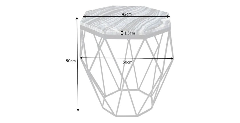 Table basse NEXORA 50cm avec plateau en marbre gris dimensions