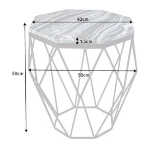 Table basse NEXORA 50cm avec plateau en marbre gris dimensions