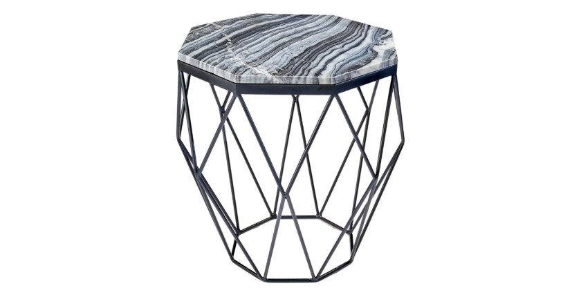 Table basse NEXORA 50cm avec plateau en marbre gris