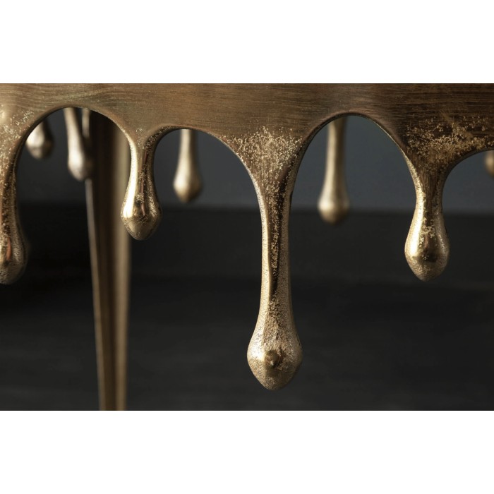 Beistelltisch LAGUNA 46 cm in goldenem Aluminium mit Tropfeneffekt im zeitgenössischen Design