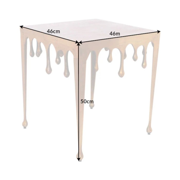 Beistelltisch LAGUNA 46 cm in goldenem Aluminium mit Tropfeneffekt im zeitgenössischen Design