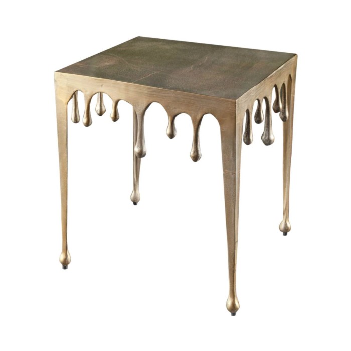 Beistelltisch LAGUNA 46 cm in goldenem Aluminium mit Tropfeneffekt im zeitgenössischen Design