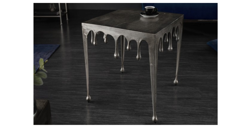 Table basse LAGUNA 46cm argentée vue de face