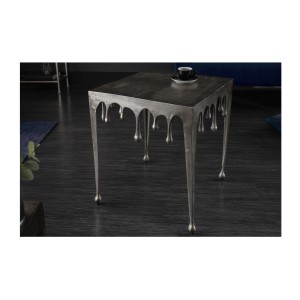 Table basse LAGUNA 46cm argentée vue de face