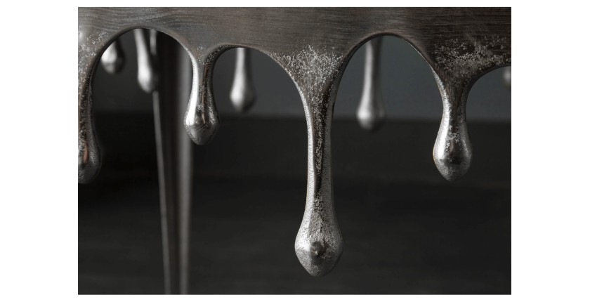 Zoom sur les détails de la table basse LAGUNA 46cm argentée