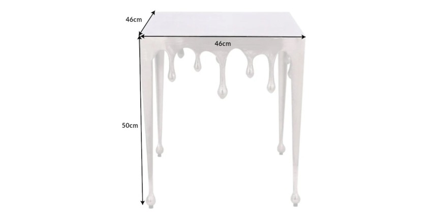 Table basse LAGUNA 46cm argentée dimensions
