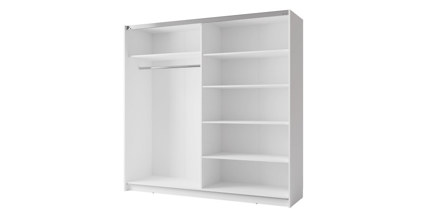 Armoire, garde robe 200 cm 2 portes coulissantes - blanc - Collection ARSALA