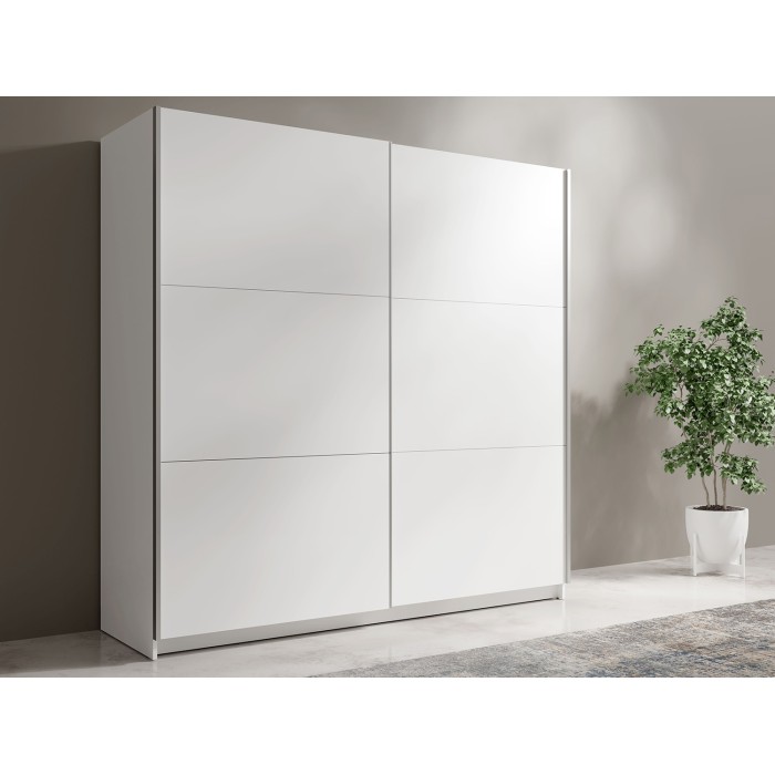 Kledingkast, garderobe 200 cm met 2 schuifdeuren - wit - Collectie ARSALA