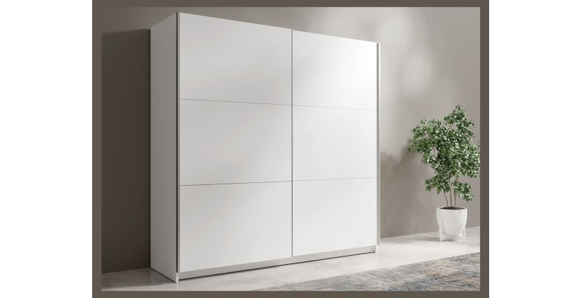 Armoire, garde robe 200 cm 2 portes coulissantes - blanc - Collection ARSALA