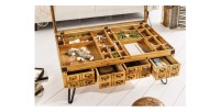 Table basse CURIONA 100cm avec tiroirs ouverts