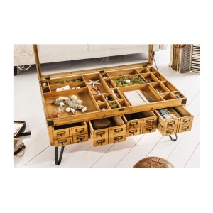 Table basse CURIONA 100cm avec tiroirs ouverts