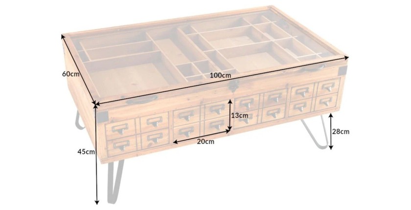 Table basse CURIONA 100cm dimensions