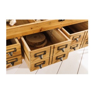 Zoom sur les tiroirs ouverts de la table basse CURIONA 100cm