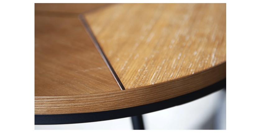 Zoom sur la tranche du plateau de la table basse ZENTOR 80cm