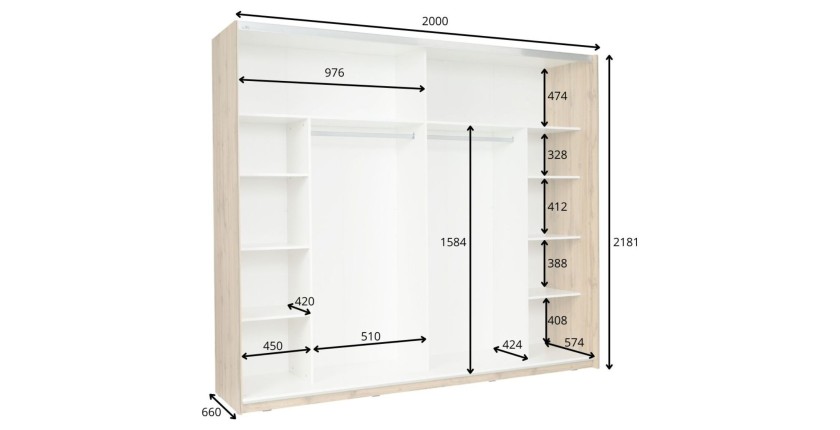 Armoire 200cm WOOD dimensions
