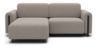 Canapé d’angle convertible ARVESSA beige sable – Angle gauche avec coffre 