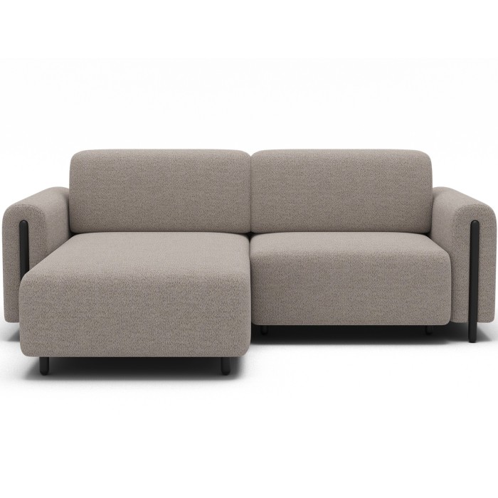 Canapé d’angle convertible ARVESSA beige sable – Angle gauche avec coffre 