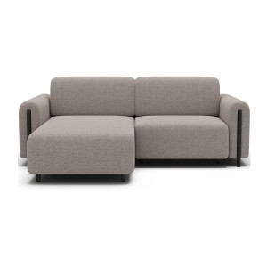 Canapé d’angle convertible ARVESSA beige sable – Angle gauche avec coffre 
