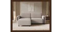 Canapé d’angle convertible ARVESSA beige sable – Angle gauche avec coffre 