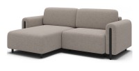 Canapé d’angle convertible ARVESSA beige sable – Angle gauche avec coffre 