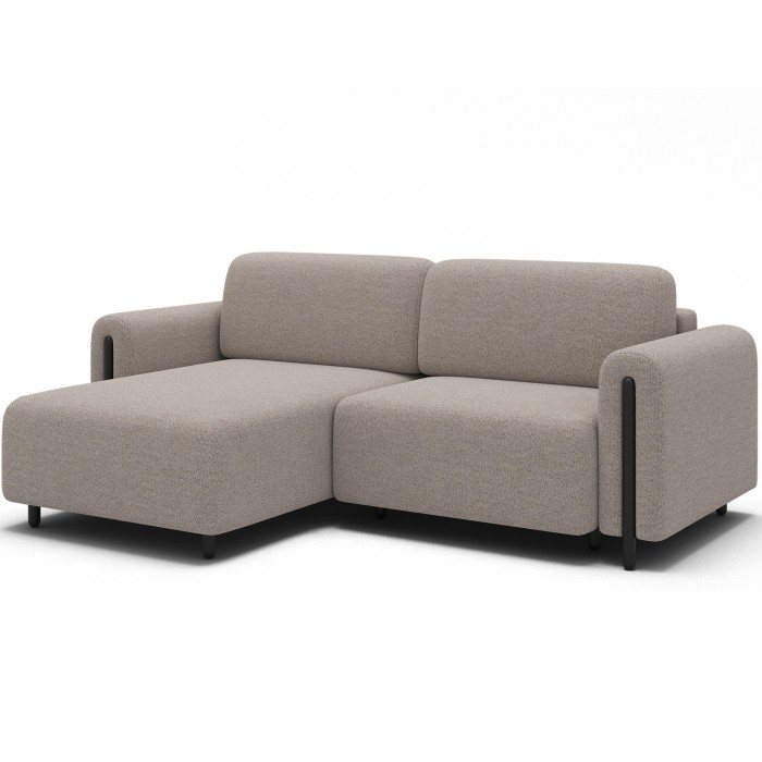 Canapé d’angle convertible ARVESSA beige sable – Angle gauche avec coffre 