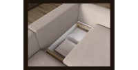 Canapé d’angle convertible ARVESSA beige sable – Angle gauche avec coffre 