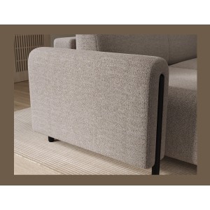 Canapé d’angle convertible ARVESSA beige sable – Angle gauche avec coffre 