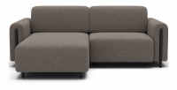 Canapé d’angle convertible ARVESSA brun clair – Angle gauche avec coffre 