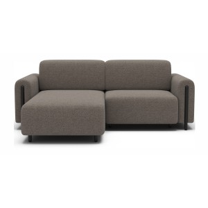 Canapé d’angle convertible ARVESSA brun clair – Angle gauche avec coffre 