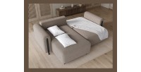 Canapé d’angle convertible ARVESSA brun clair – Angle gauche avec coffre 