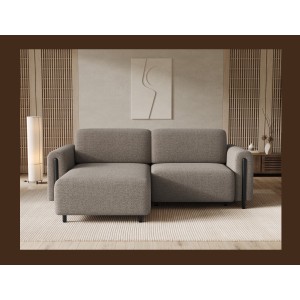 Canapé d’angle convertible ARVESSA brun clair – Angle gauche avec coffre 