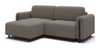 Canapé d’angle convertible ARVESSA brun clair – Angle gauche avec coffre 