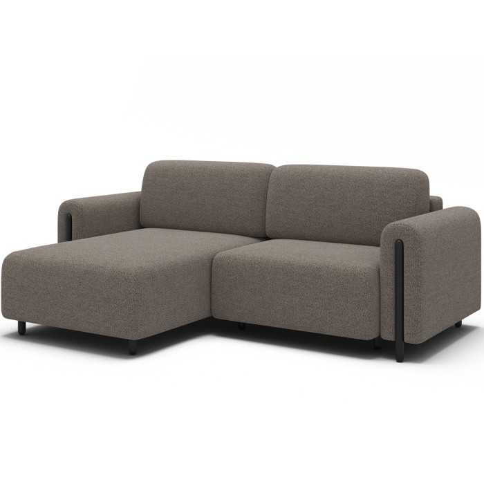 Canapé d’angle convertible ARVESSA brun clair – Angle gauche avec coffre 